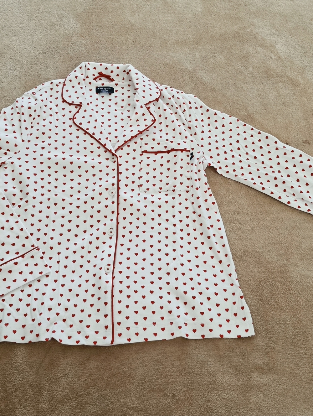 kate spade White Top and  Bottom with Red Heart Print